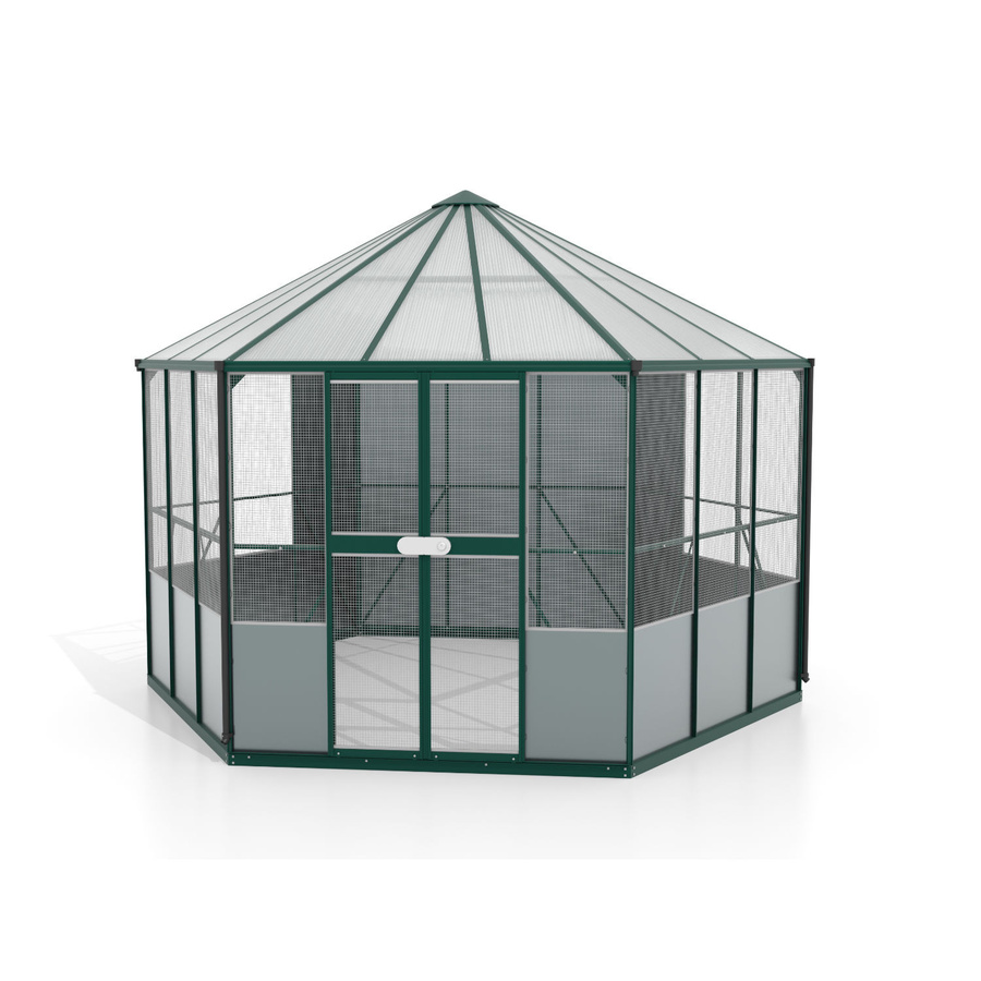 Vitavia Vogelvoliere Circus 9000 mit Faltdach aus Kunststoff, Smaragd, B/T/H: 383,3 x 336 x 283 cm - Bild 2