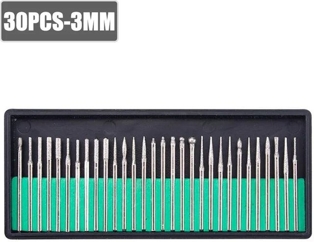 Dremel 30-teiliges Diamantfräser-Set in Silber mit 2,35 mm und 3 mm Schaft inklusive Aufbewahrungsbox für Rotationswerkzeuge und Elektroschleifer - Bild 1