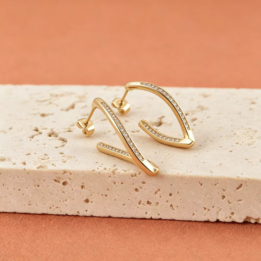 Lokaer Ohrringe Edelstahl, Gold, Zirkonia, Damen - Bild 2