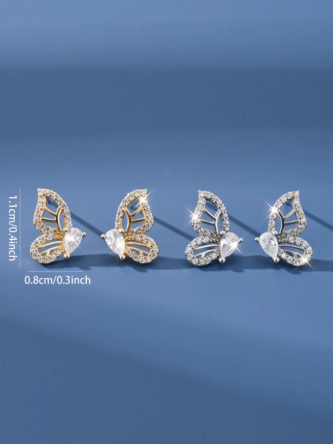 OBEAR Ohrringe, 925 Silber, Schmetterling, Zirkon, Damen - Bild 1