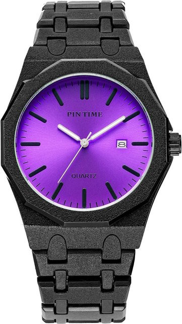 PINTIME Armbanduhr, Quarz, Edelstahl, 45 mm, Herren, Bunt, Schwarz - Bild 1