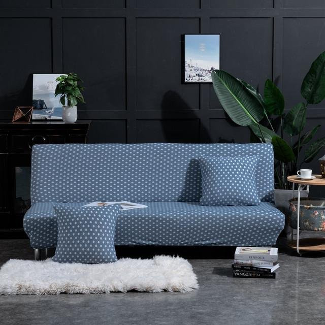 Housmife Stretch-Sofabezug mit floralem Muster in Blau, elastischer Couchbezug für Sofas ohne Armlehne oder Schlafsofas, Größe L (195-225 cm) - Bild 1