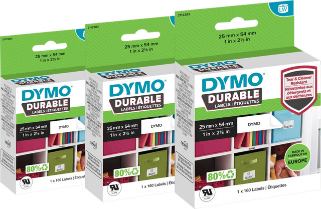 DYMO LabelWriter Etiketten Multipurpose, Weiß, 160 Stück, 3er-Pack, Breite: 5,4 cm, Höhe: 2,5 cm - Bild 1
