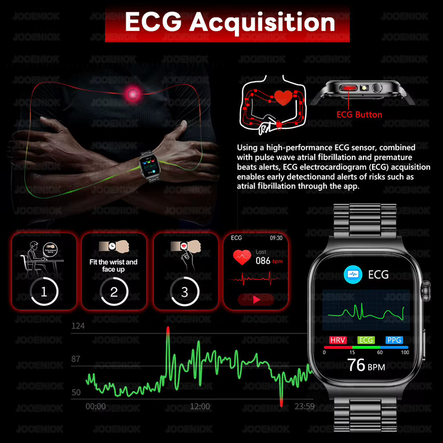ChiBear Smartwatch, Edelstahl, Schwarz, Herren - Bild 3