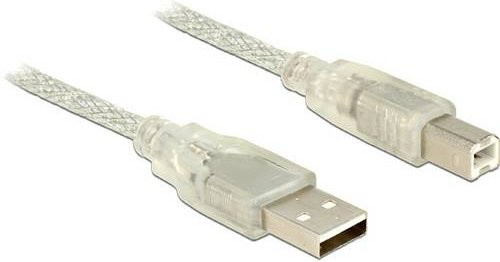 Delock USB 2.0 Kabel mit USB-A und USB-B Stecker, transparent, 3,00 m - Bild 1