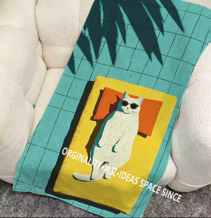 Cool Cat Sommer-Strandtuch mit Grafikmuster in Multicolour, ideal für Strand, Camping und Reisen - Bild 4