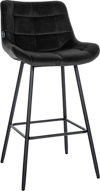 CLP Barhocker Weston in Schwarz mit Steppmuster, Samt oder Kunstleder und Metallgestell - Bild 1