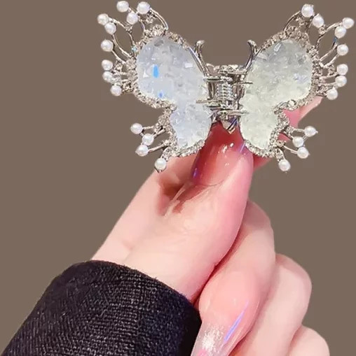 HIYAYZ Haarspange Schmetterling mit Kristallperlen, Damen - Bild 1