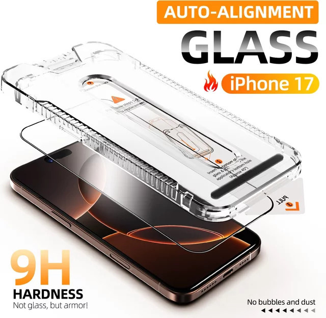 ONM HD-Hartglas Displayschutzfolie für iPhone 17 Air Pro Max, transparent - Bild 1