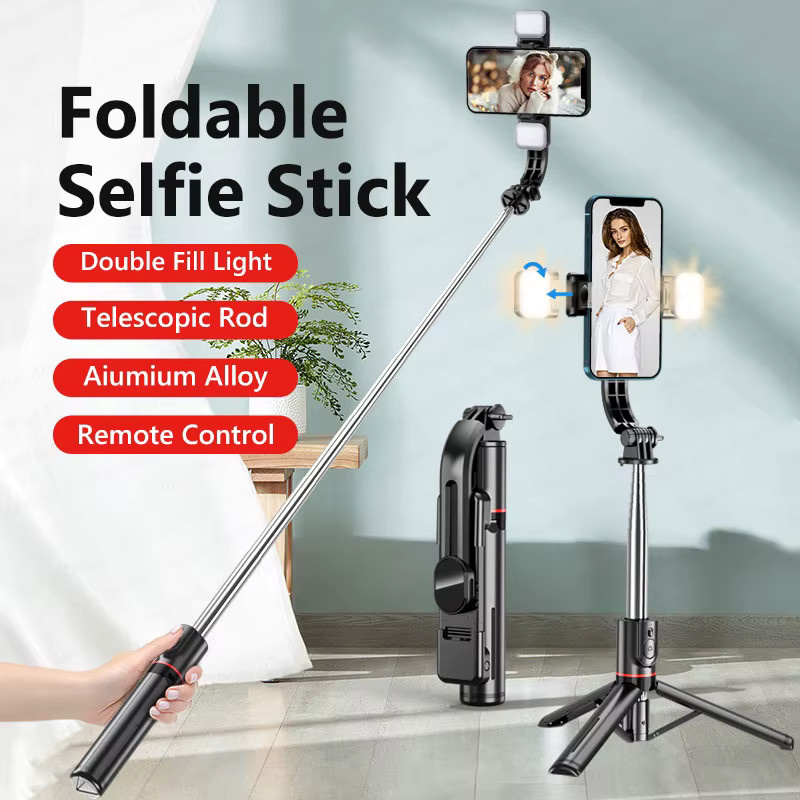 TOKQI L13d Selfie-Stick-Stativ mit Fülllicht und Bluetooth, Schwarz, tragbares Stativ für iPhone 17/16 Smartphones, 116 cm - Bild 2