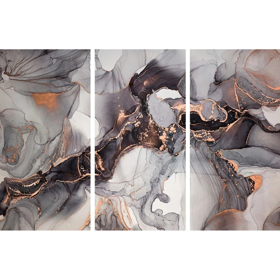 Art Universe Glasbild Harmonie in Grau und Goldrosé, abstraktes modernes Wandbild aus Glas, Breite: 120 cm, Höhe: 180 cm - Bild 2