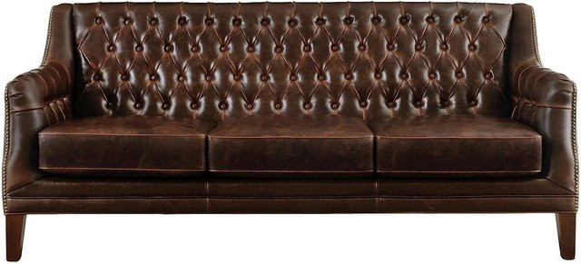 Vente-unique Sofa Colbert Schokoladenbraun aus Leder, Breite: 194,5 cm - Bild 1