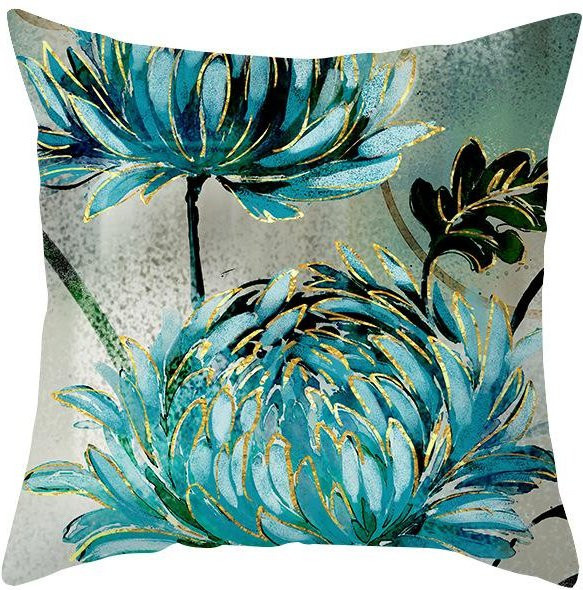 VIKAMA Kissenbezug mit Ginkgoblatt-Print in Blau, quadratisch, B/H: 66 x 66 cm - Bild 1