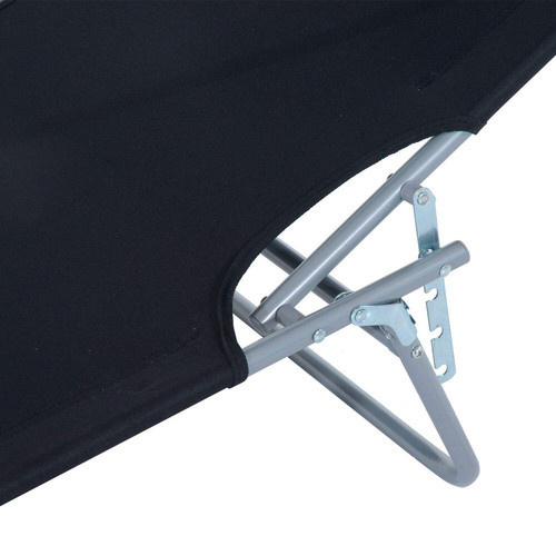 Outsunny Gartenliege aus Metall und Textilene in Schwarz mit Sonnenverdeck und verstellbarer Kopfstütze, B/T/H: 187 x 58 x 36 cm - Bild 9