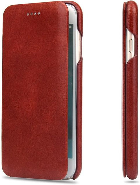 ROTOFLYER Klapphülle aus echtem Leder für iPhone mit eingebautem Magnet, braun - Bild 1
