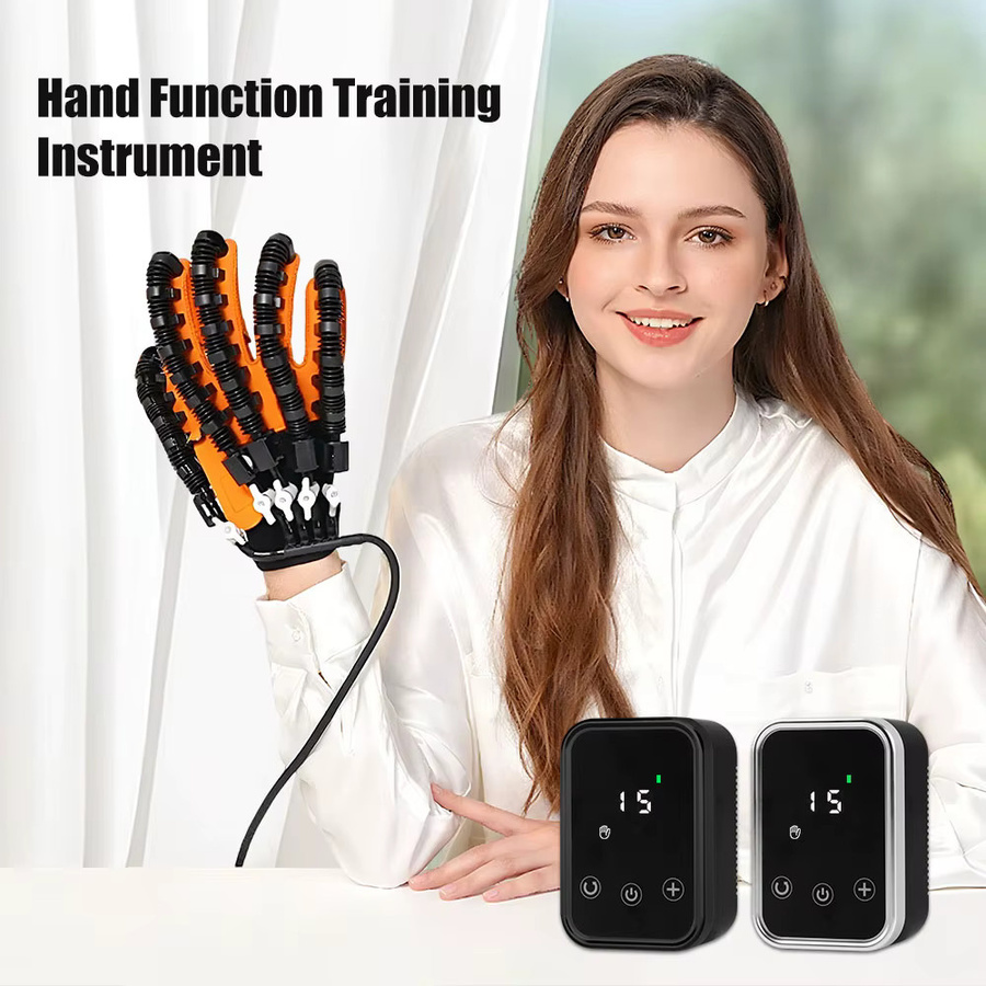 SALORIE Handrehabilitationsgerät Hand- und Fingerroboterhandschuhe für Schlaganfall und Hemiplegie in Schwarz und Silber - Bild 3