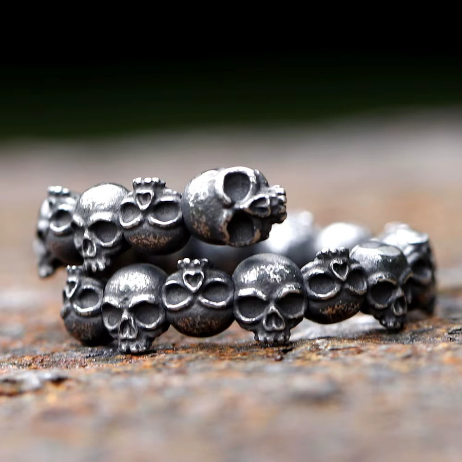 Ring Edelstahl, Vintage, Schädel, Herren - Bild 2