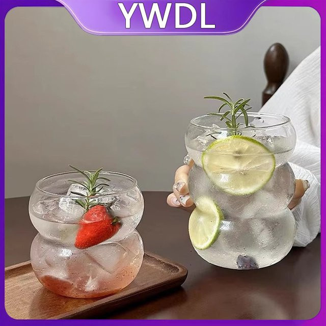 YWDL Transparenter Glasbecher mit Strohhalm für Kaltgetränke, Saft oder Milch, 550 ml - Bild 1