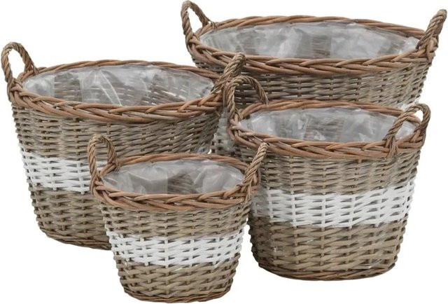 vidaXL Hochbeet aus Korbweide mit PE-Auskleidung in Braun oder Weiß für Garten, Balkon und Terrasse, 4-teilig - Bild 1