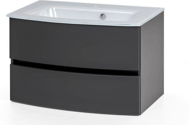 Held Möbel Einzelwaschtisch Salerno Grau Matt mit Softclose, Breite: 80 cm - Bild 1