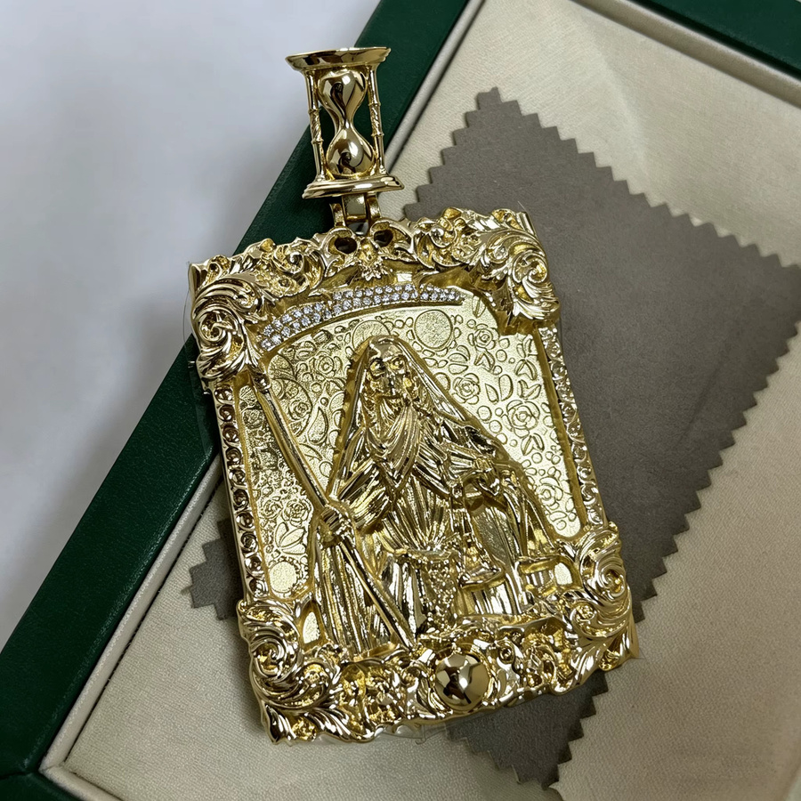 LYEE CYEE Halskette mit Totenkopf-Sanduhr-Anhänger, Gold - Bild 3