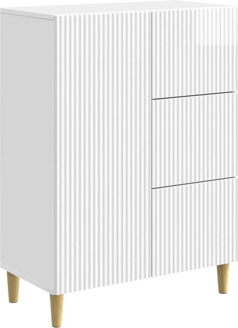 vidaXL Sideboard Hochglanz Weiß aus Holzwerkstoff B/T/H: 66 x 34,5 x 90 cm - Bild 1