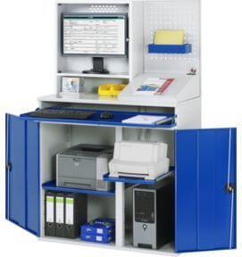 RAU Computer-Schrank Modell 67 aus Metall mit Schließsystem und Regalböden, B/T/H: 110 x 52 x 177 cm - Bild 1