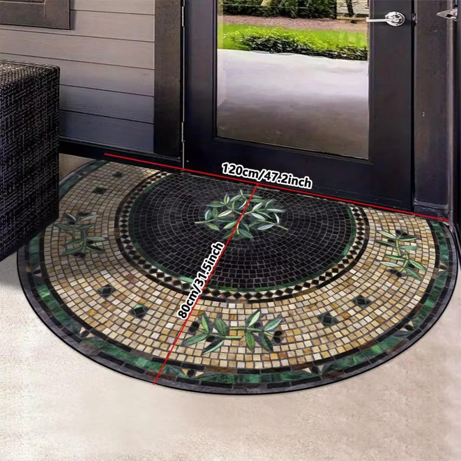VIKAMA Retro-Mosaik-Halbrund-Fußmatte, rutschfest und waschbar, Mehrfarbig, B: 60,0 cm, T: 40,0 cm - Bild 4