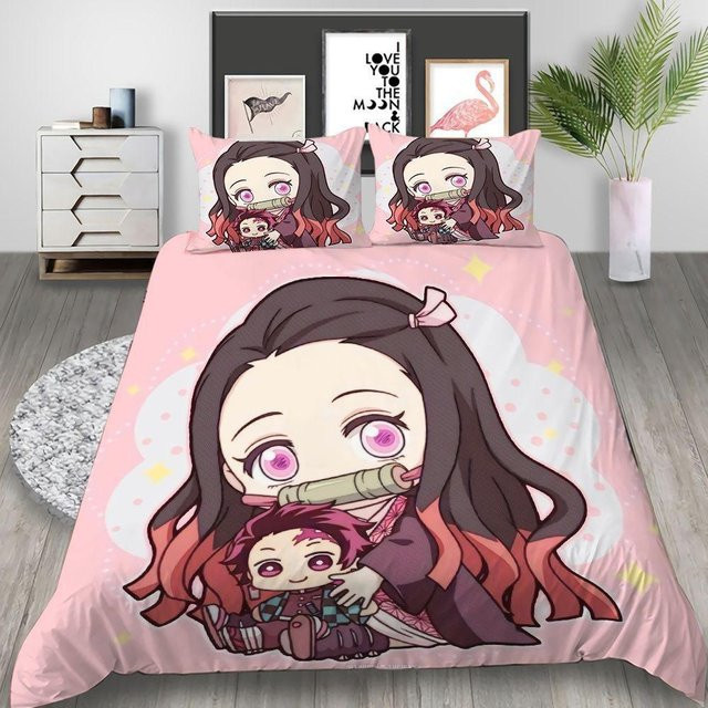 Demon Slayer Bettwäsche-Set von JMG Household Supplies mit 3D-Anime-Print, Farbe Pink, B/H: 135 x 200 cm - Bild 1
