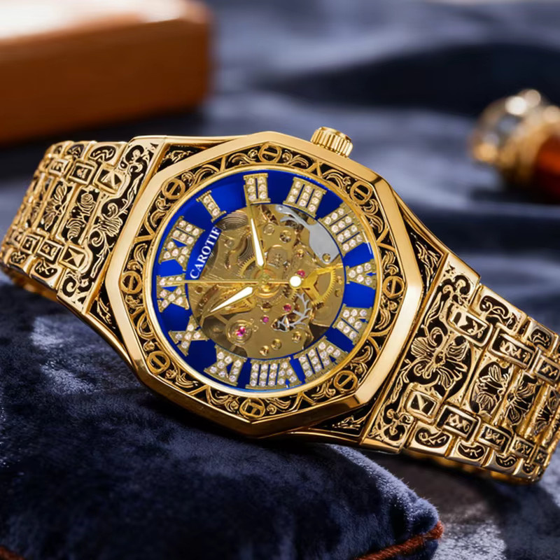 CAROTIF Armbanduhr Automatik, Edelstahl, Schwarz, Blau, Herren - Bild 1