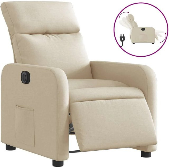 vidaXL Elektrischer Relaxsessel in Beige aus Stoff mit Armlehnen - Bild 1