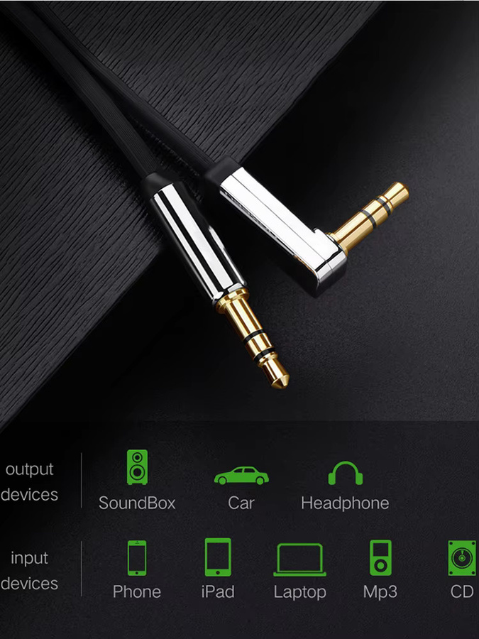 3,5 mm Aux-Kabel in Schwarz für Kopfhörer, Lautsprecher und Audio-Geräte wie JBL, Samsung oder Xiaomi - Bild 2
