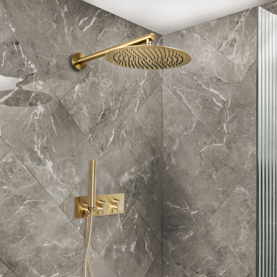 HudsonReed Unterputz-Thermostat-Set mit Umsteller, Duschkopf und Handbrause in Gold - Bild 1
