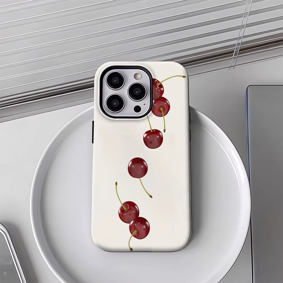 Falling Cherry Handyhülle für iPhone 17 16 15 14 13 12 Pro Max Plus mit doppelschichtiger Rückseite - Bild 2