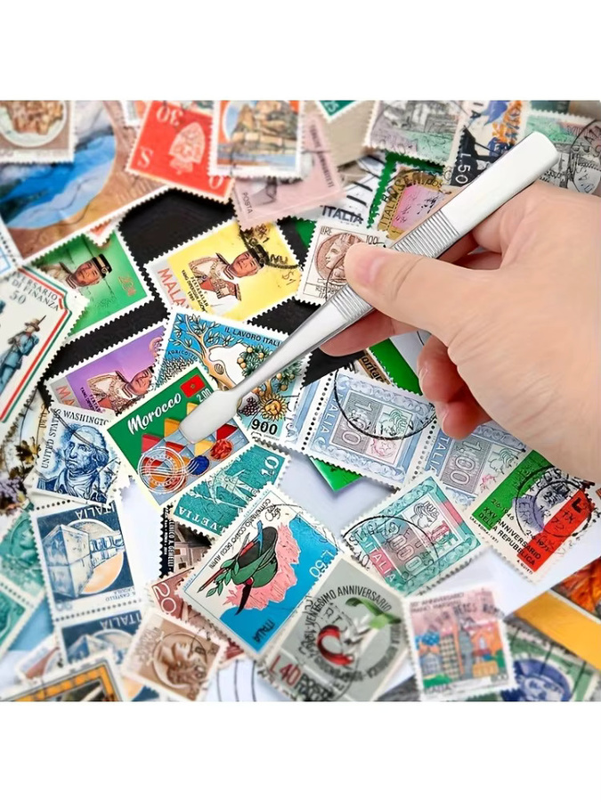 Ouriner Präzisions-Stempel- und Sammlerpinzette mit breiter Spitze in Silber für Briefmarken und Münzen - Bild 2