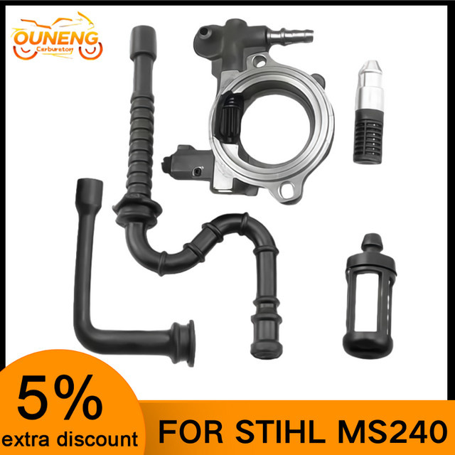 Stihl Kettensägenzubehör Set mit Ölpumpe, Kraftstoffleitung und Ölfilter in Schwarz für MS240 MS260 024 026 - Bild 1