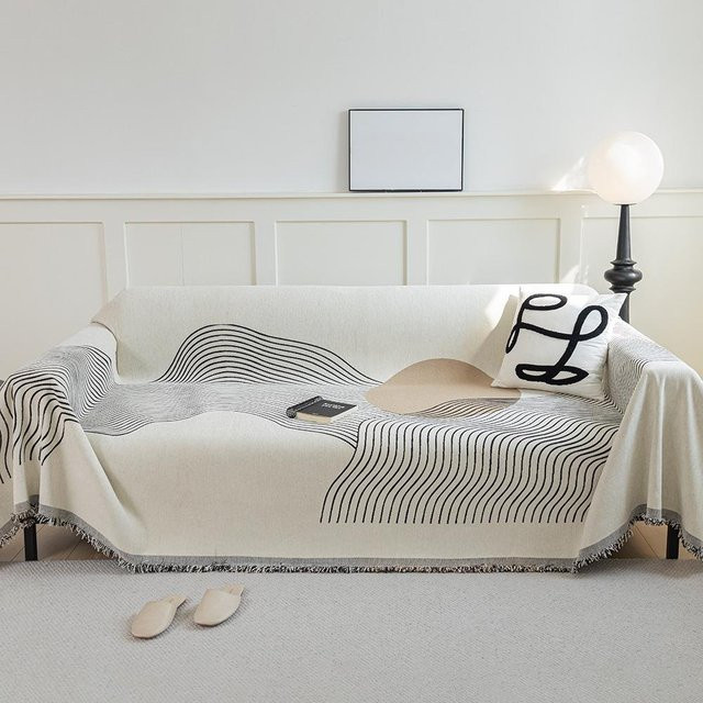 Moderner Sofabezug aus Chenille mit geometrischem Sonnenaufgang-Design, Breite: 180 cm, Tiefe: 130 cm - Bild 1
