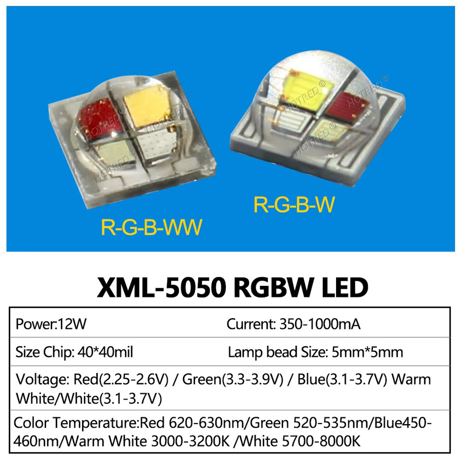 HotRed LED RGBW 5050 SMD Chip 10 W Multicolour Keramik Substrat - Bild 2