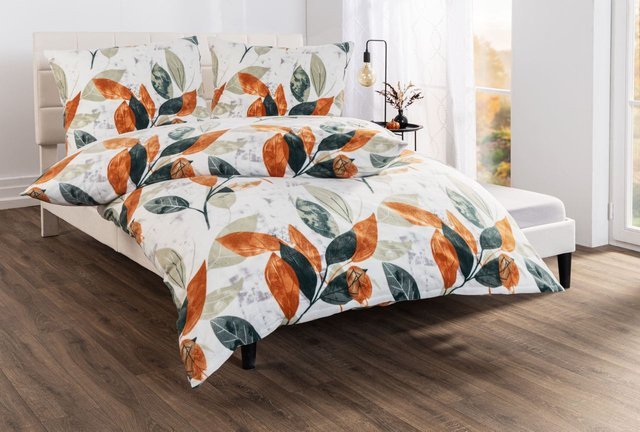 Dreamtex Nicki Bettwäsche Floral Nature Weiß mit Reißverschluss, Bettbezug und Kissenbezug, B/H: 155 x 220 cm, B/H: 80 x 80 cm - Bild 1
