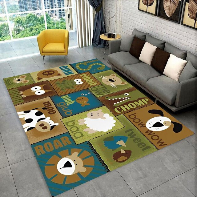 Karpetti ABC-Cartoon-Alphabet Teppich für Kinder, rutschfeste Spielmatte aus Polyester, Mehrfarbig, B/T: 140 x 200 cm - Bild 1