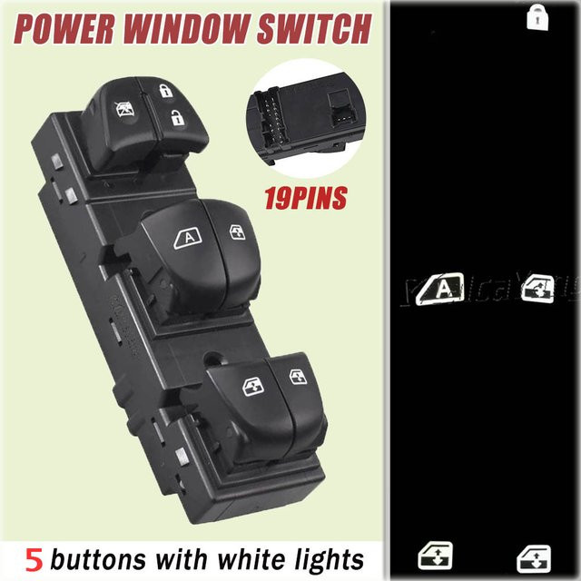 Malcayang Hauptschalter für elektrische Fensterheber vorne links für Renault Kadjar, Farbe: Weiß, 5 Lichter, Teilenummer: 25401-1766R - Bild 1