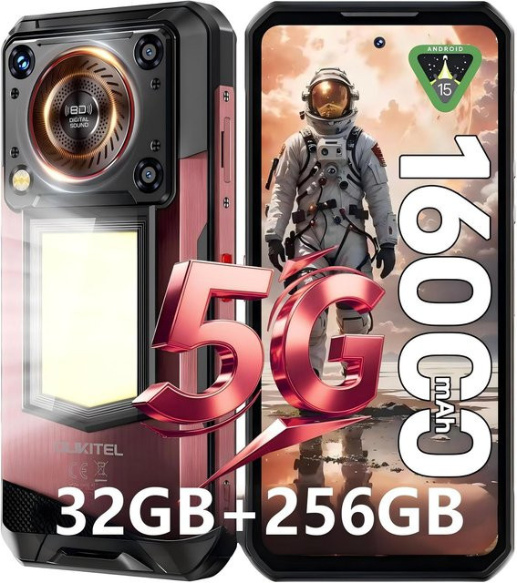 OUKITEL WP56 5G Smartphone mit 256 GB Speicher, 16000 mAh Akku, 6.8 Zoll Display und 108 MP Kamera in Rot - Bild 1
