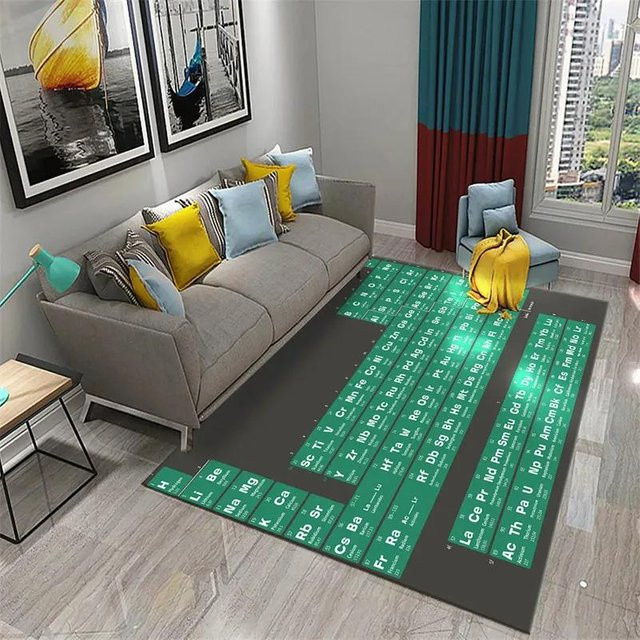 Karpetti 3D Periodensystem der Elemente Teppich, rutschfester Bereichsteppich aus Polyester für Wohnzimmer und Schlafzimmer, B/T: 100 x 120 cm, Mehrfarbig - Bild 1