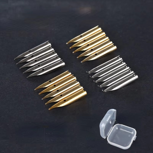 EF/F Füllfederhalter-Spitzen Set in Gold und Silber für Kalligrafie und Zeichnen, 0,38-0,5 mm Metallspitzen mit universeller Kompatibilität für Kunststudenten und Anfänger - Bild 1