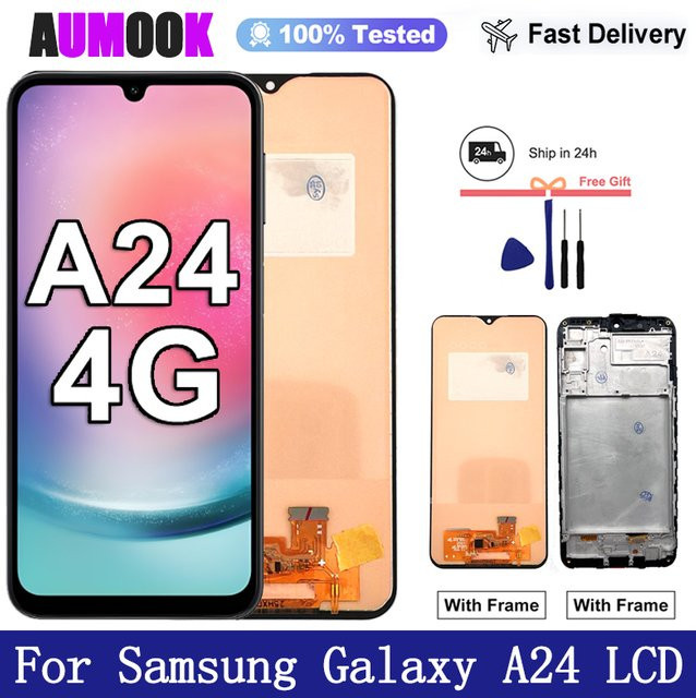 AUMOOK AMOLED Display mit Touchscreen Digitizer Montage für Samsung Galaxy A24 4G, Farbe: Schwarz - Bild 1