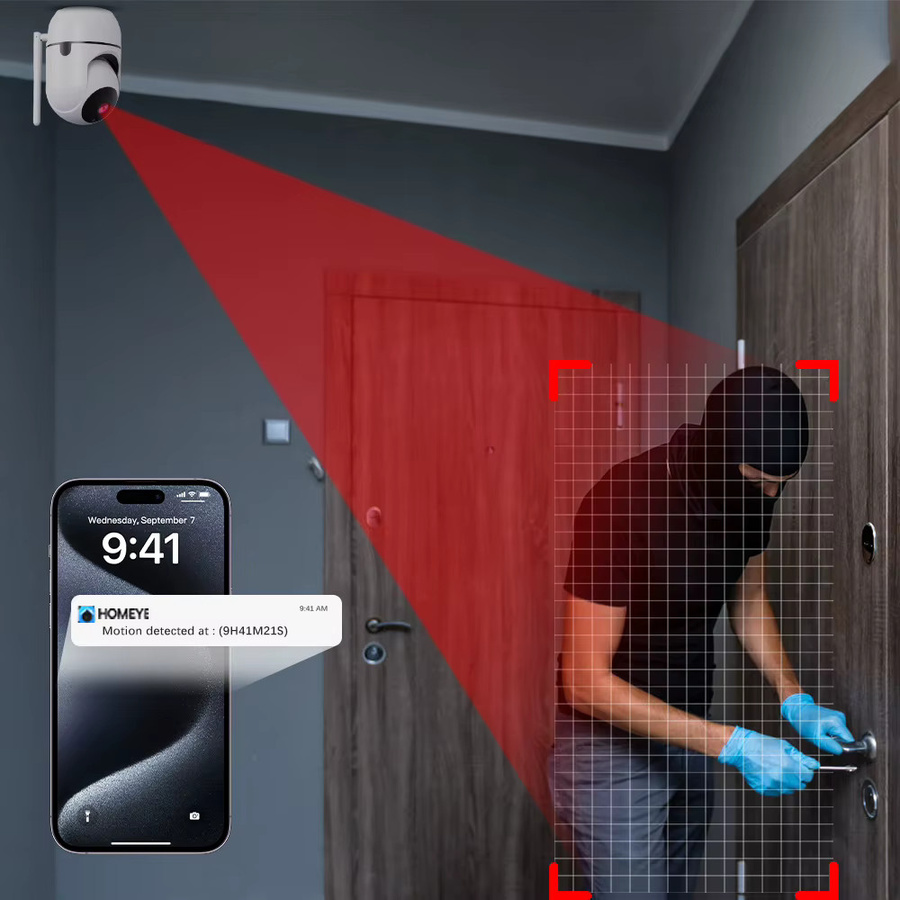 XVIM Smart Home Überwachungskamera PTZ mit 2K 3MP Auflösung, KI-Erkennung, Nachtsicht und automatischer Verfolgung in Weiß - Bild 5