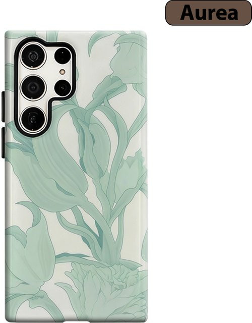 Stoßfeste Doppelschicht Handyhülle mit Blumenmuster in Minzgrün für Samsung Galaxy S25 Ultra, S24, S23 Ultra und S23 Plus - Bild 1