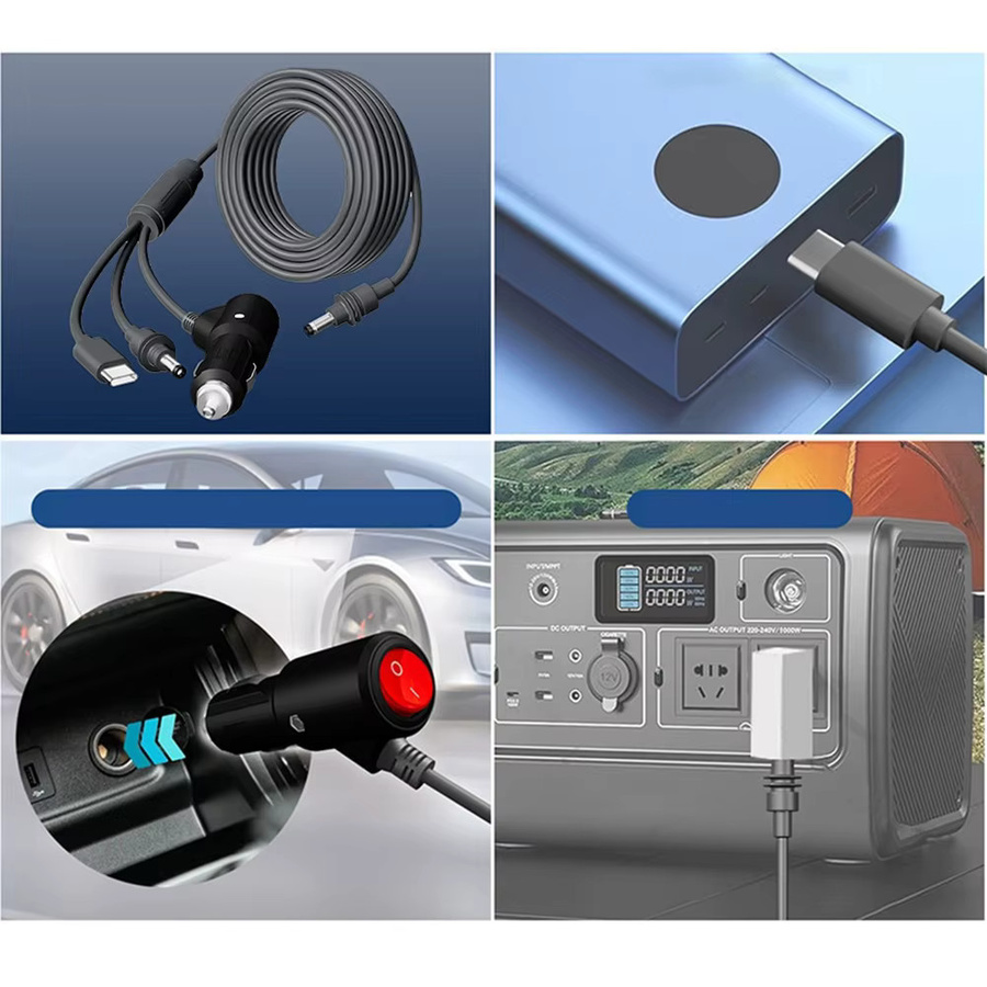 SZKOSTON 3 in 1 DC Auto Power Kabel mit Schalter Typ-C zu Mini DC für Starlink Mini, 12V Zigarettenanzüger Stecker, Schwarz - Bild 3
