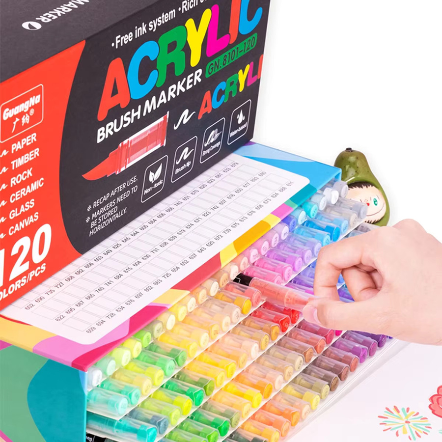 Acrylmarker Set mit 120 Farben und Brush-Spitze für künstlerische DIY-Projekte in Multicolour - Bild 3