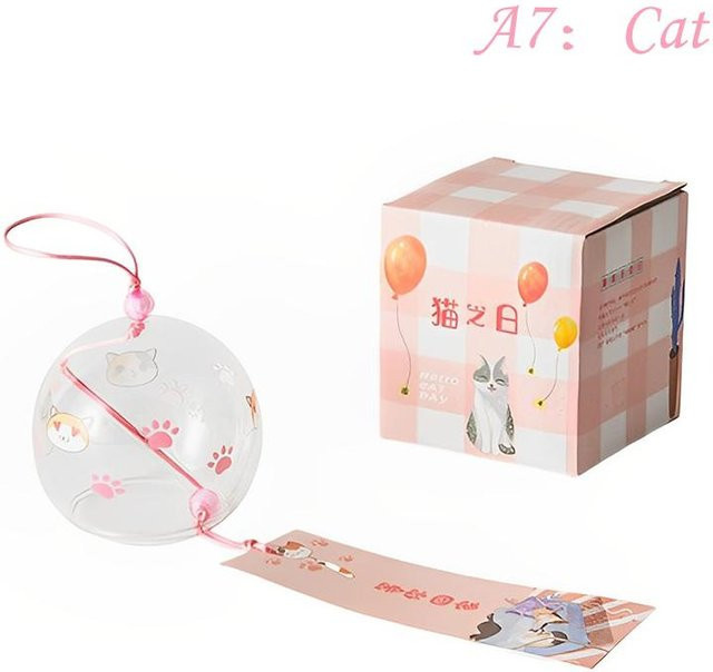 Handgefertigte japanische Glas-Furin-Windglocke von Binchi Outdoor Product mit transparentem Kirschblüten-Design - Bild 1